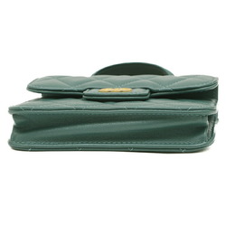 Chanel Matelasse Flap Coin Purse Chain Shoulder Green AP2200