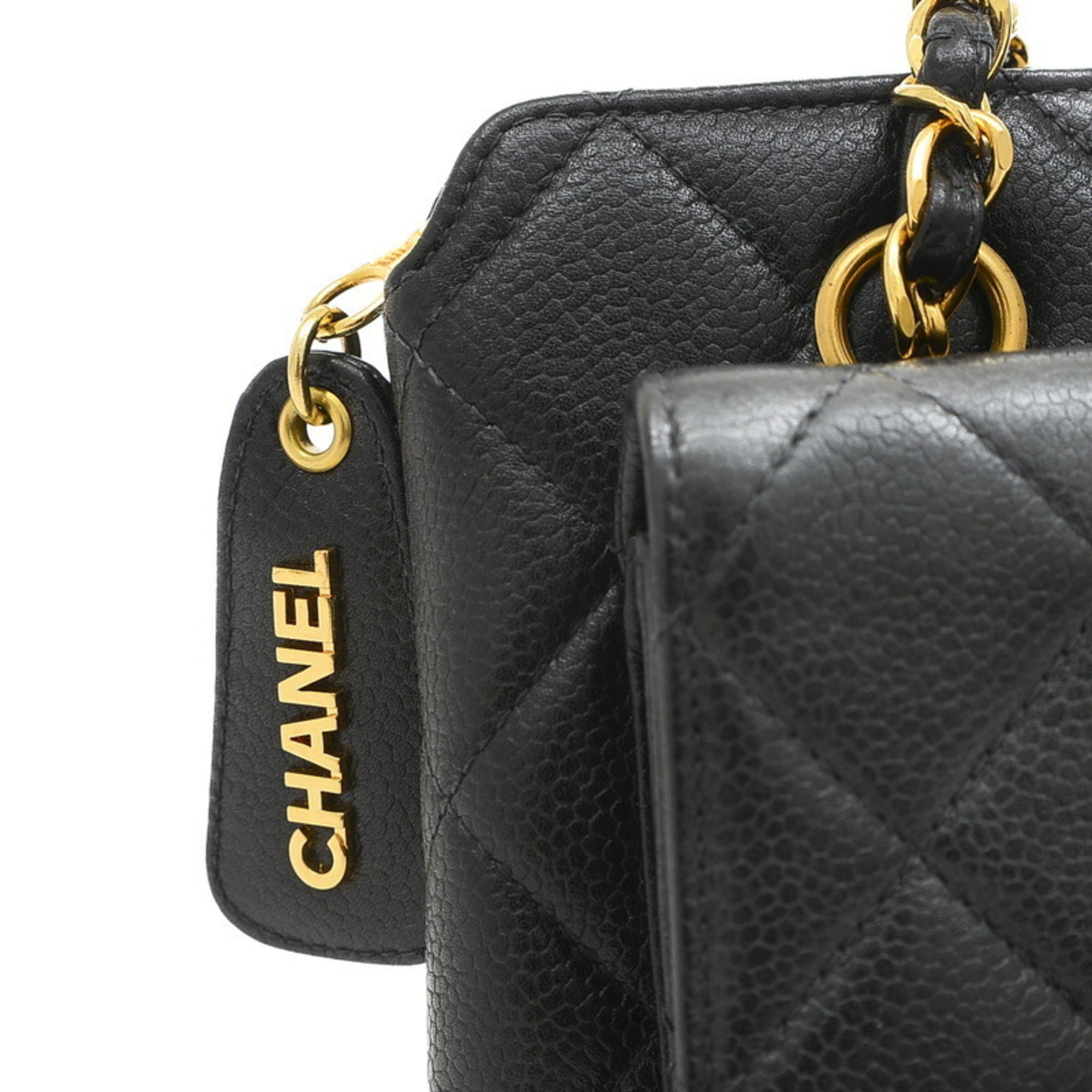 Chanel Matelasse Chain Tote Bag in Caviar Skin, Black