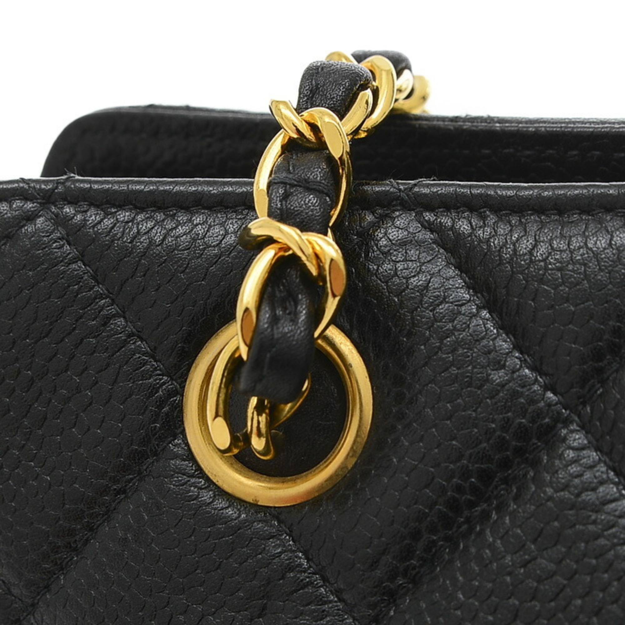 Chanel Matelasse Chain Tote Bag in Caviar Skin, Black