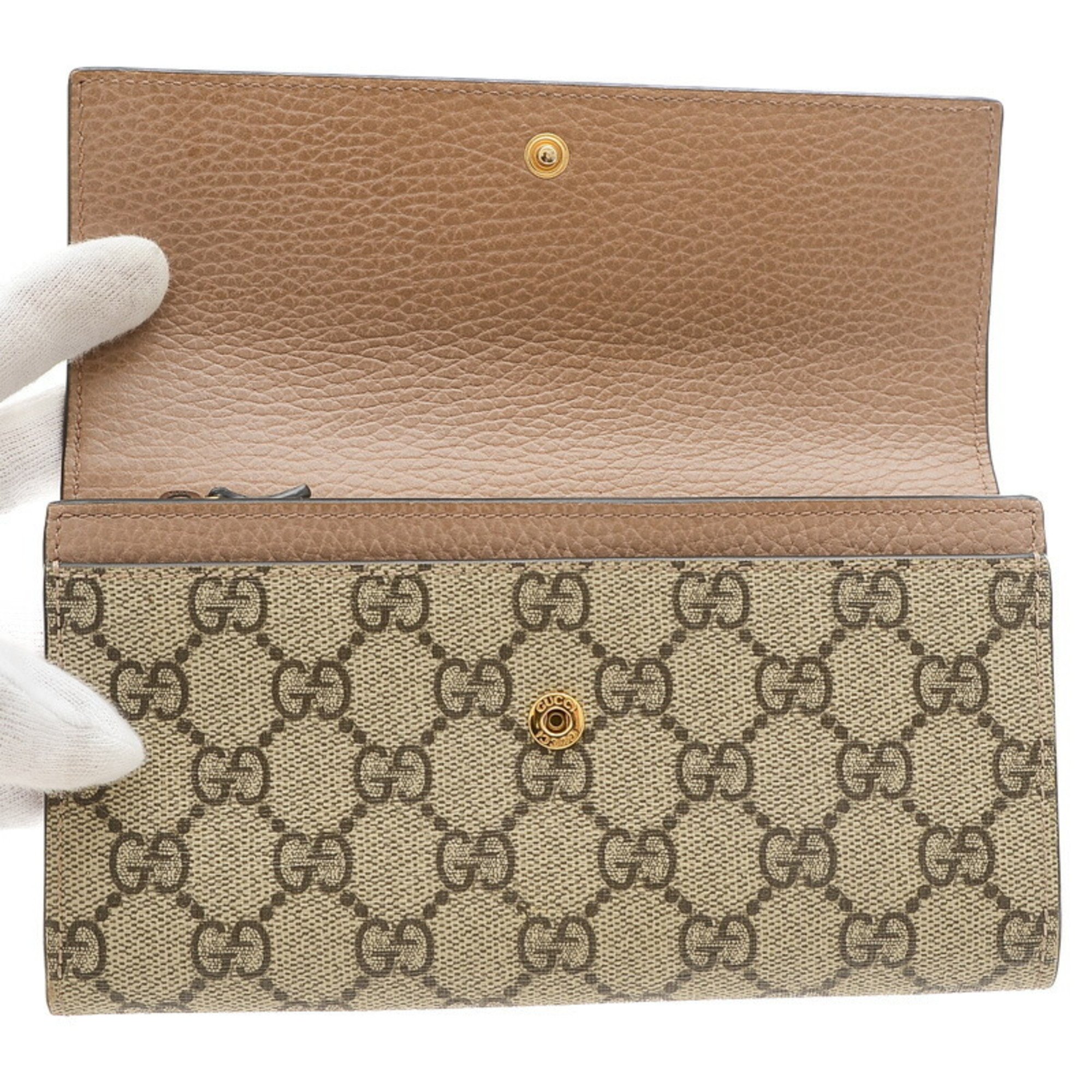 Gucci GG Supreme Bi-fold Long Wallet Brown 456116