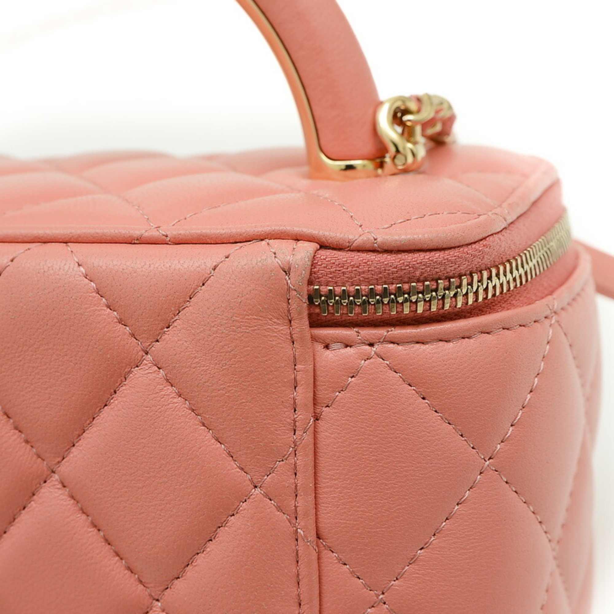 Chanel Matelasse Vanity Chain Shoulder Bag Lambskin Pink AP2846