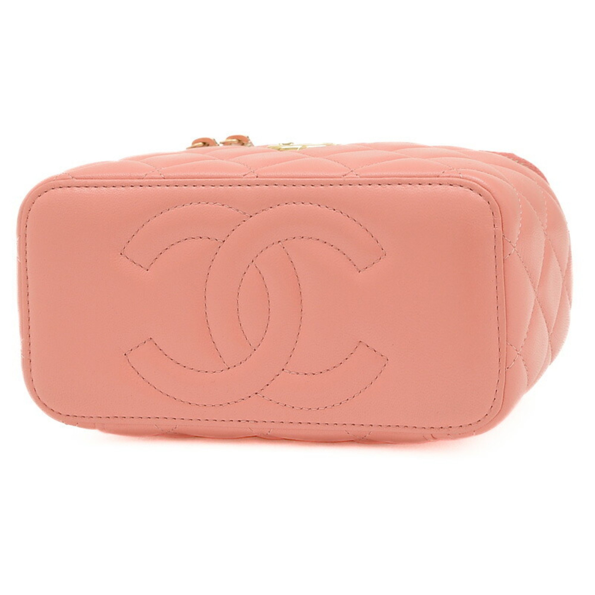 Chanel Matelasse Vanity Chain Shoulder Bag Lambskin Pink AP2846