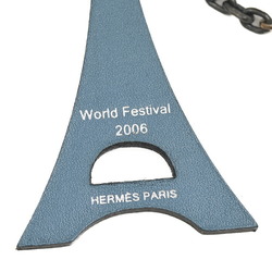 Hermes Bag Charm Eiffel Tower World Festival 2006 Leather Blue Jean