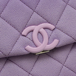 Chanel Matelasse Chain Shoulder Bag Caviar Skin Purple AS4598