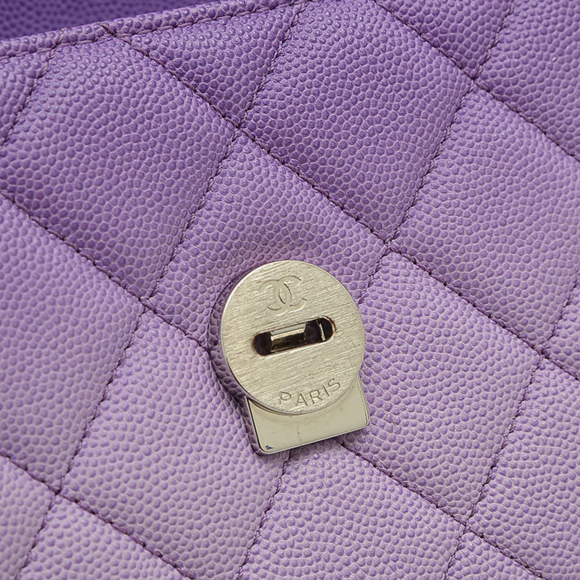 Chanel Matelasse Chain Shoulder Bag Caviar Skin Purple AS4598