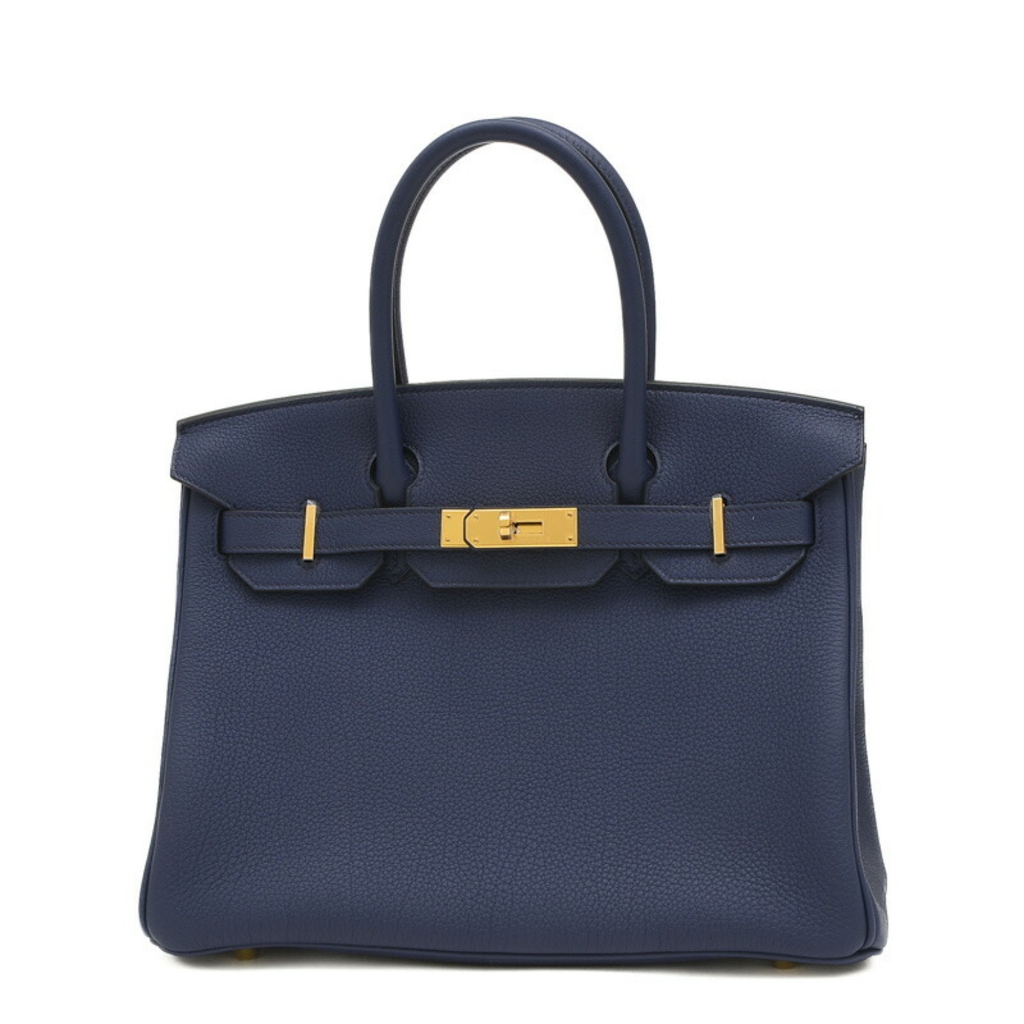 Hermes Birkin 30 Handbag Togo Blue Navy W Engraved