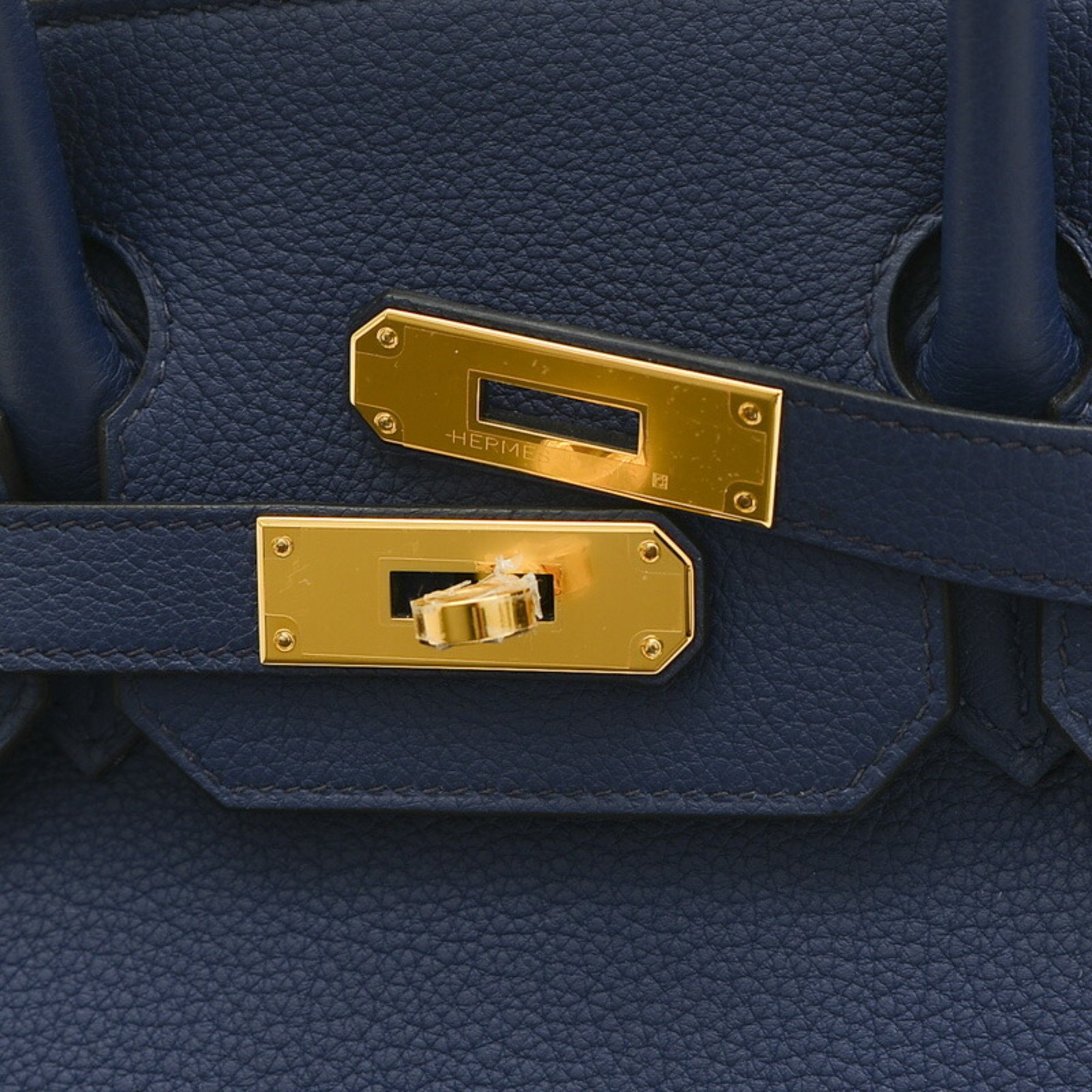 Hermes Birkin 30 Handbag Togo Blue Navy W Engraved