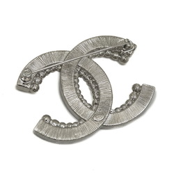 Chanel Brooch Coco Mark Silver Rhinestone B23S