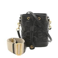 Gucci GG Matelasse Bucket Shoulder Bag Leather Black 728231