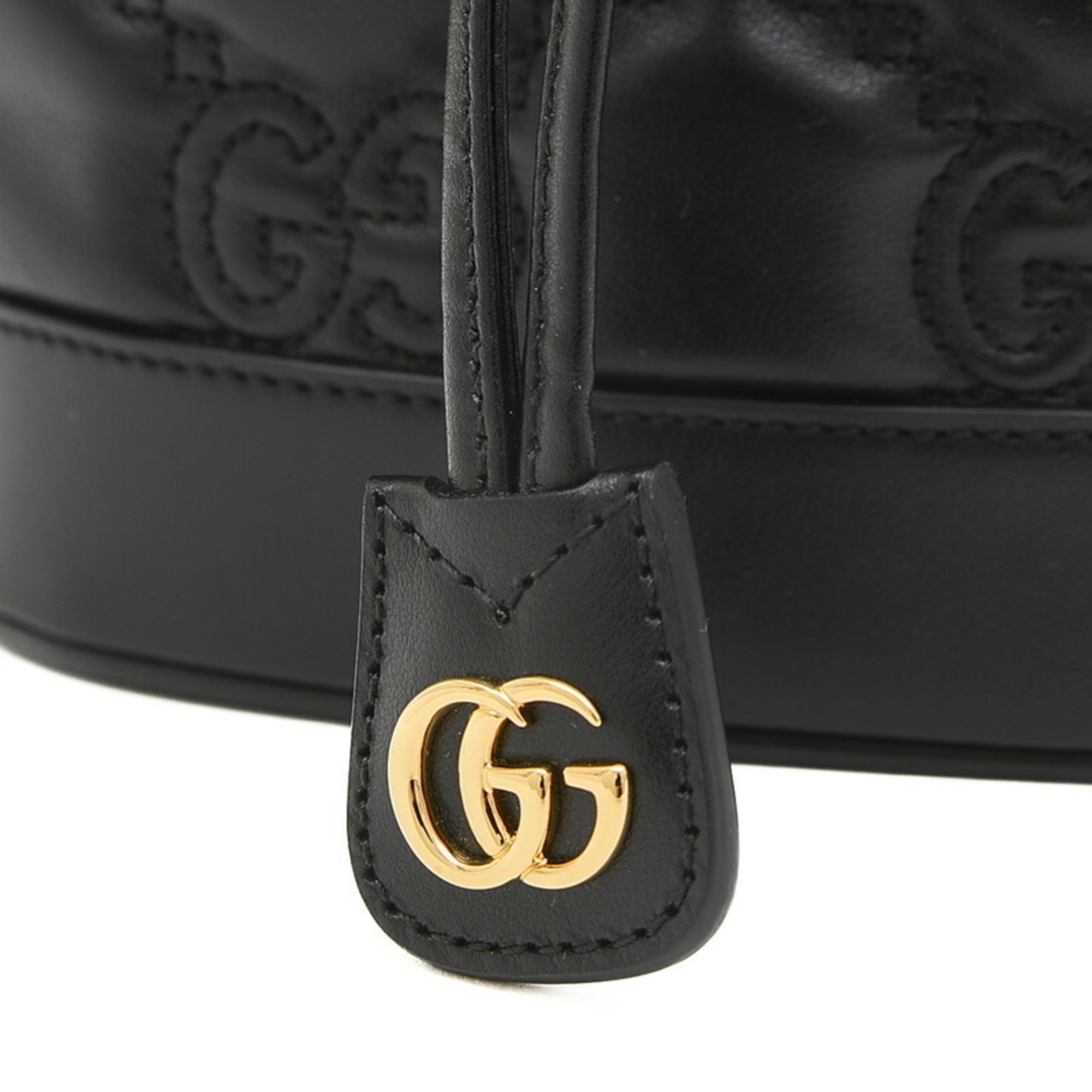 Gucci GG Matelasse Bucket Shoulder Bag Leather Black 728231