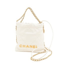 Chanel 22 Chain Shoulder Bag Shiny Calfskin White AS3980