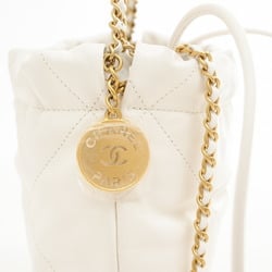 Chanel 22 Chain Shoulder Bag Shiny Calfskin White AS3980