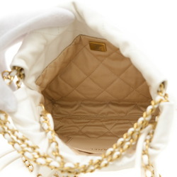 Chanel 22 Chain Shoulder Bag Shiny Calfskin White AS3980