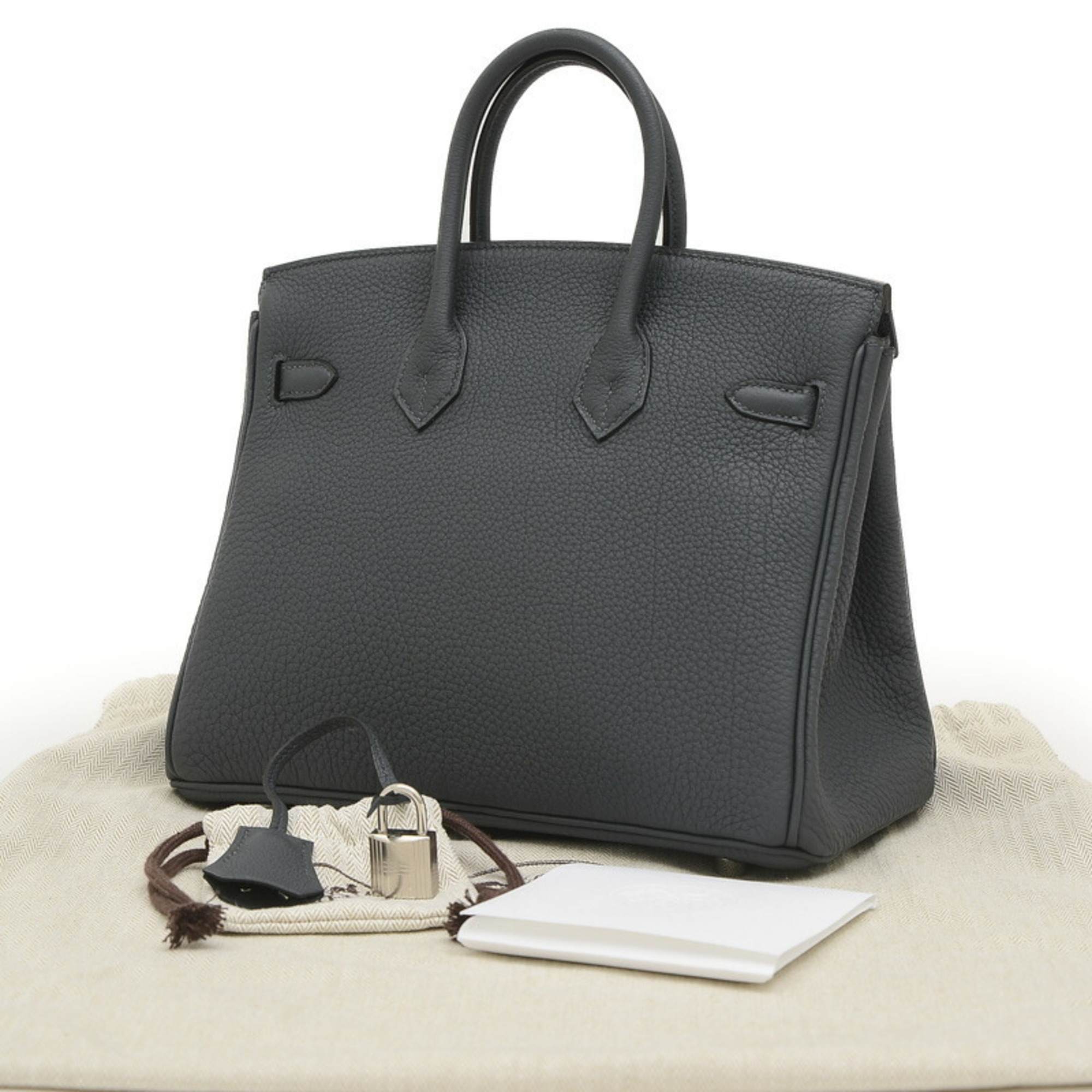 Hermes Birkin 25 Handbag Togo Grimist W Engraved