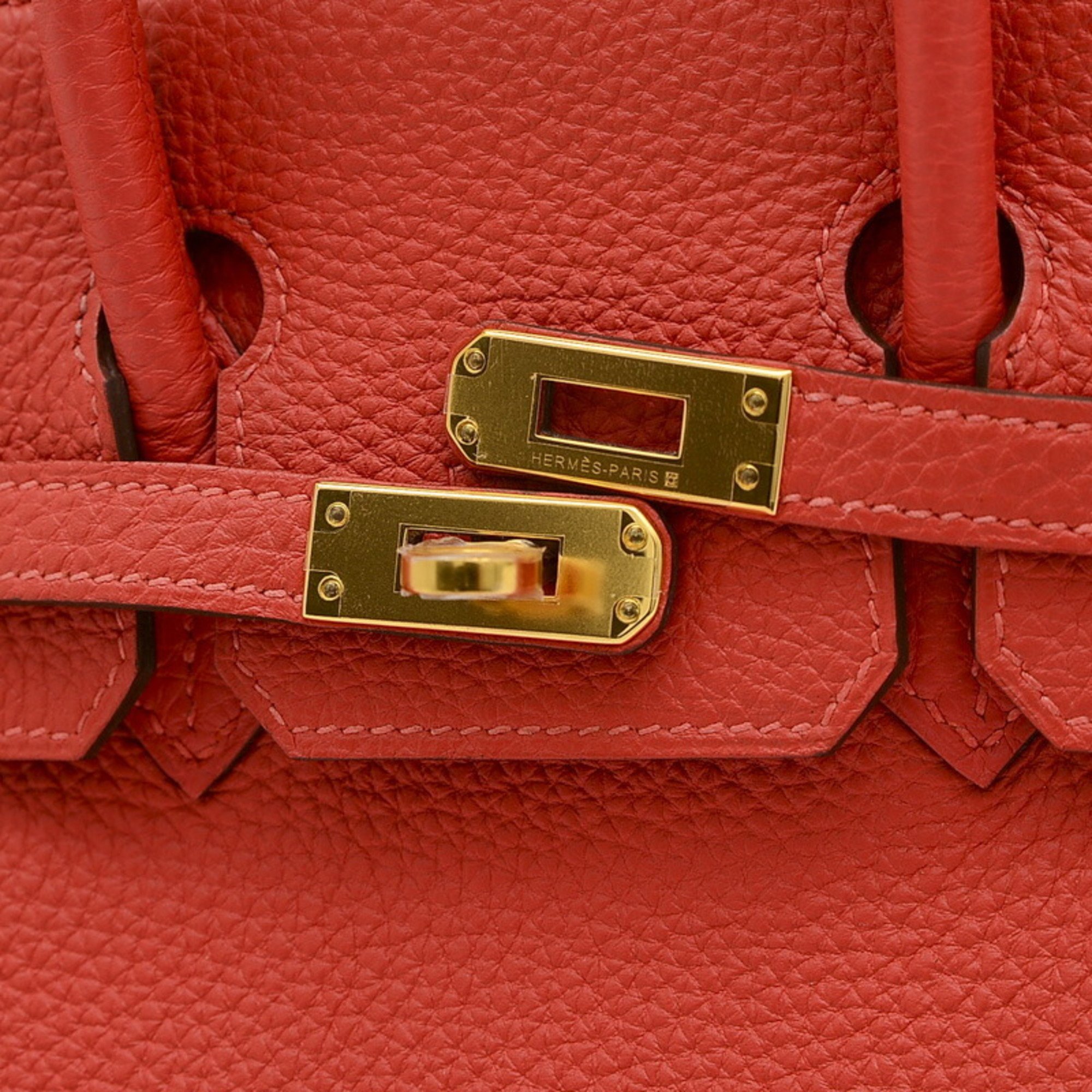 Hermes Birkin 25 Handbag Togo Rouge Pivoine T Stamp