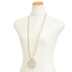 Chanel Coco Mark Long Pearl Necklace Gold A22C