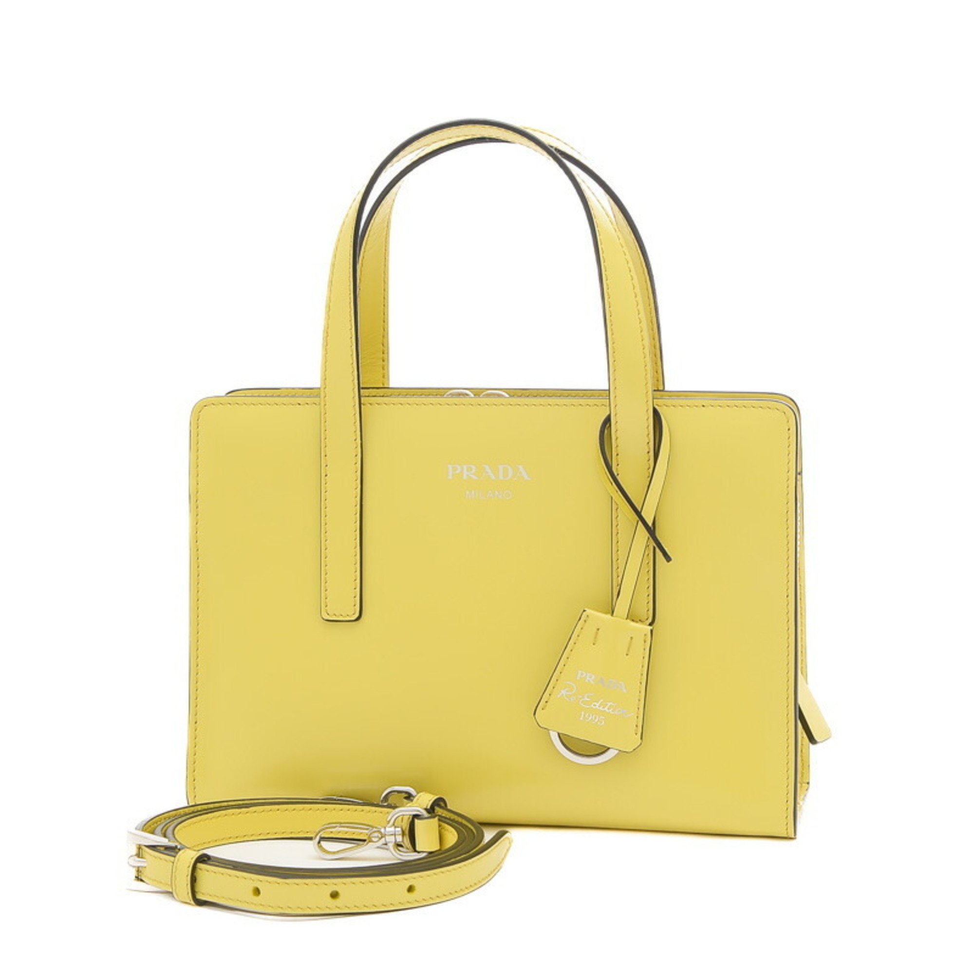 Prada Re-Edition1995 2-Way Bag Leather Yellow 1BA357