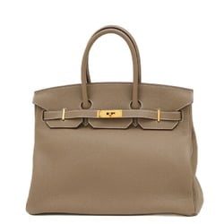 Hermes Birkin 35 Handbag Togo Etoupe B Engraved