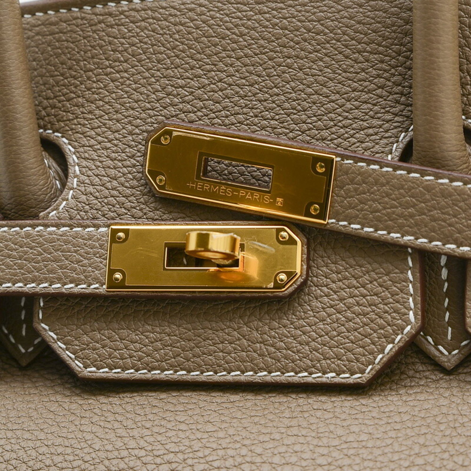 Hermes Birkin 35 Handbag Togo Etoupe B Engraved