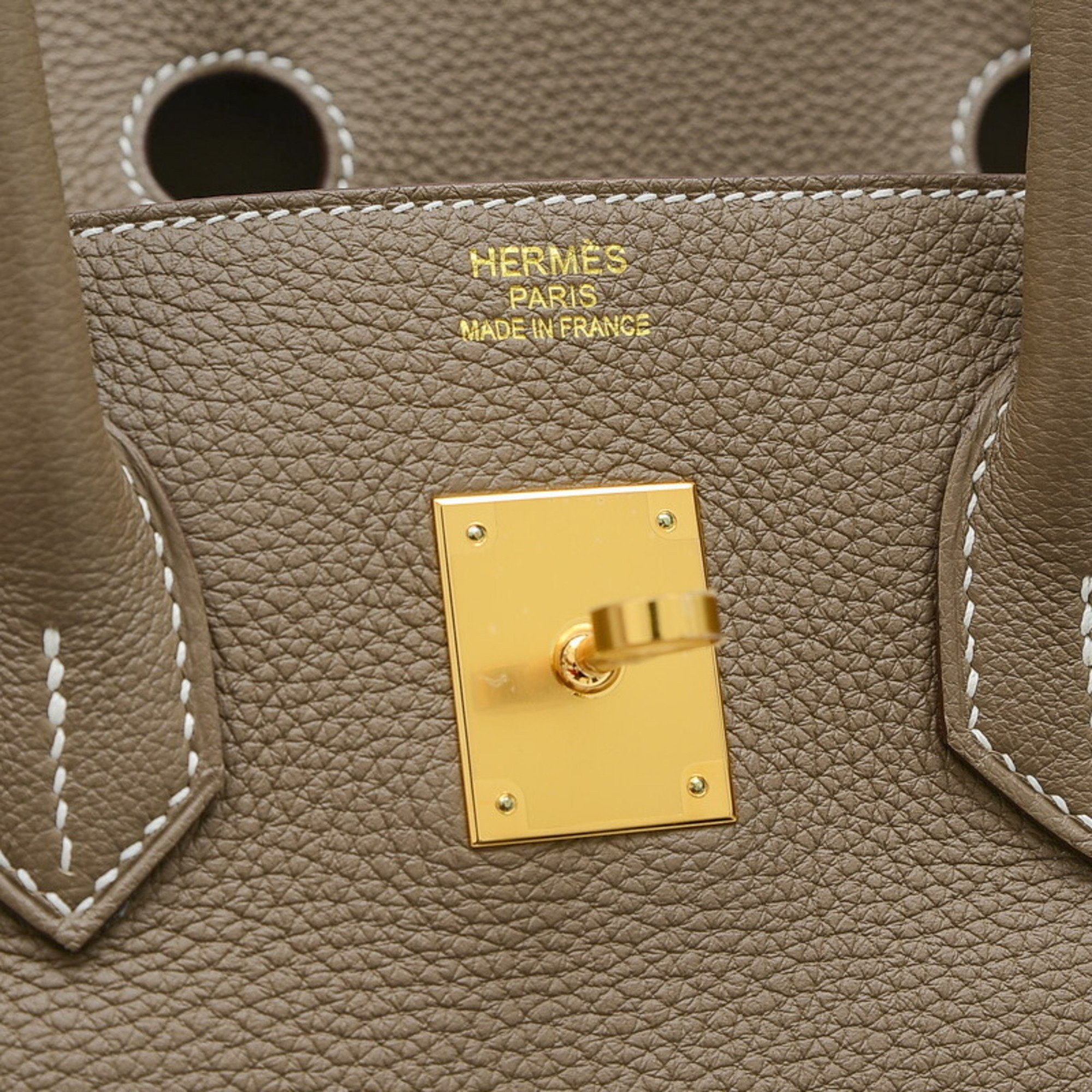 Hermes Birkin 35 Handbag Togo Etoupe B Engraved