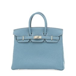 Hermes Birkin 25 Handbag Togo New Blue Jean W Engraved