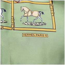 Hermes Scarf Muffler Carre 70 Horse Pattern Khaki HERMES Women's