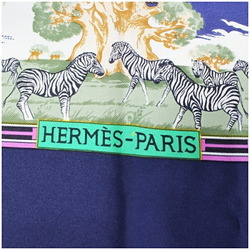 Hermes scarf muffler Carre 90 "TROPIQUES" tropical navy HERMES ladies