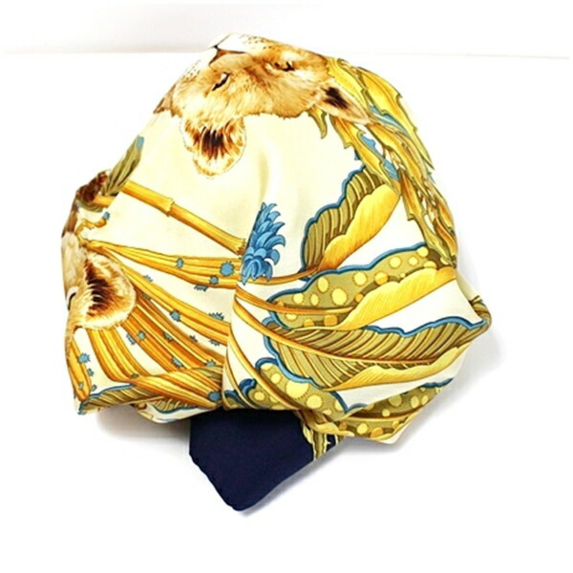 Salvatore Ferragamo Silk Scarf Navy Tiger Leopard Print SALVATORE FERRAGAMO Women's