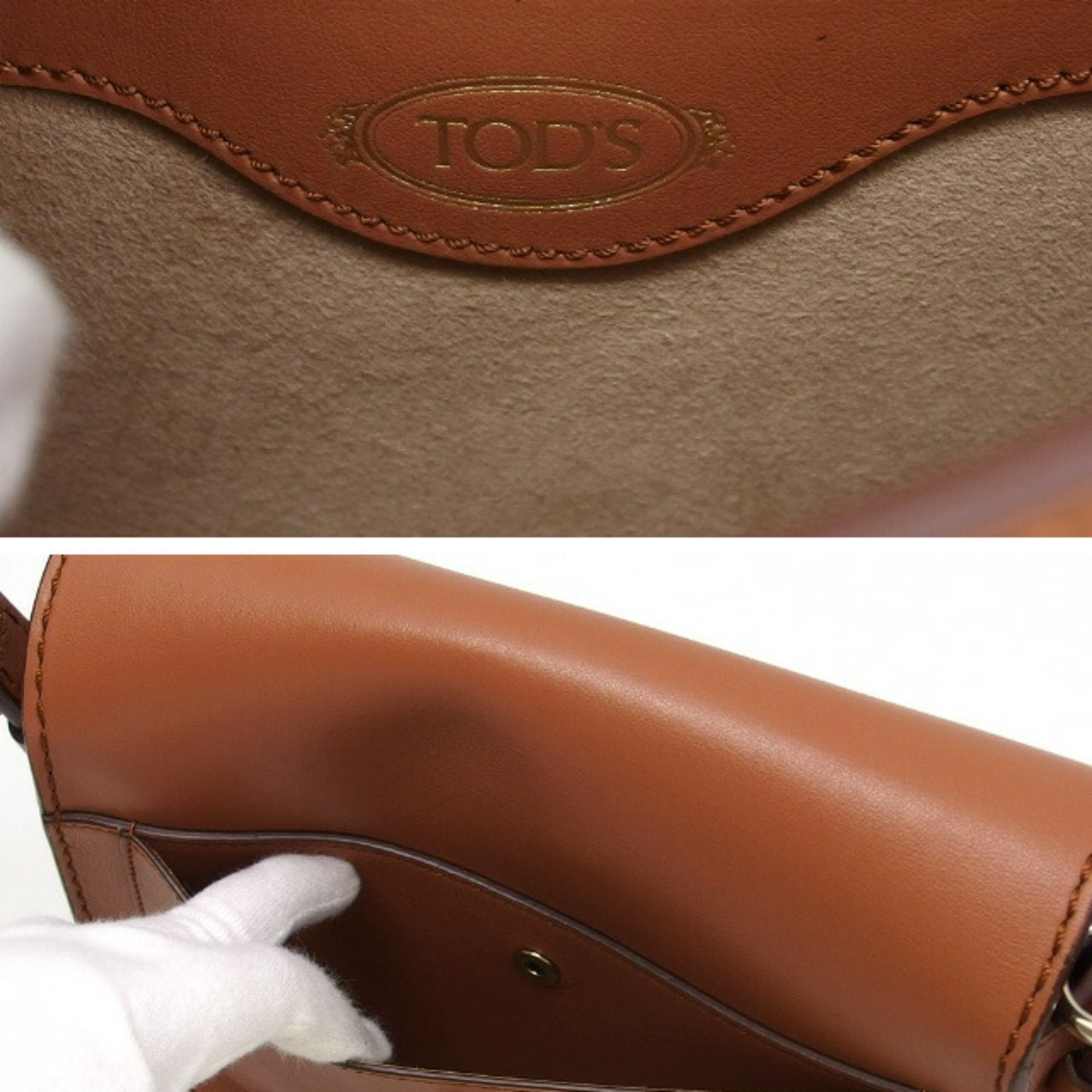 Tod's Double T Shoulder Bag Leather Brown