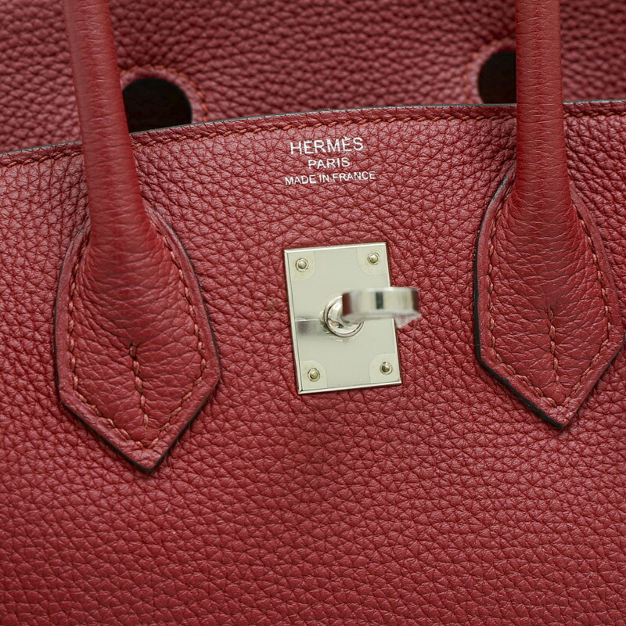 Hermes Birkin 25 handbag Togo Rouge Grenat C stamp