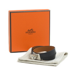 Hermes Kelly Double Tour Bracelet Box Calf Black Silver U Stamp T3