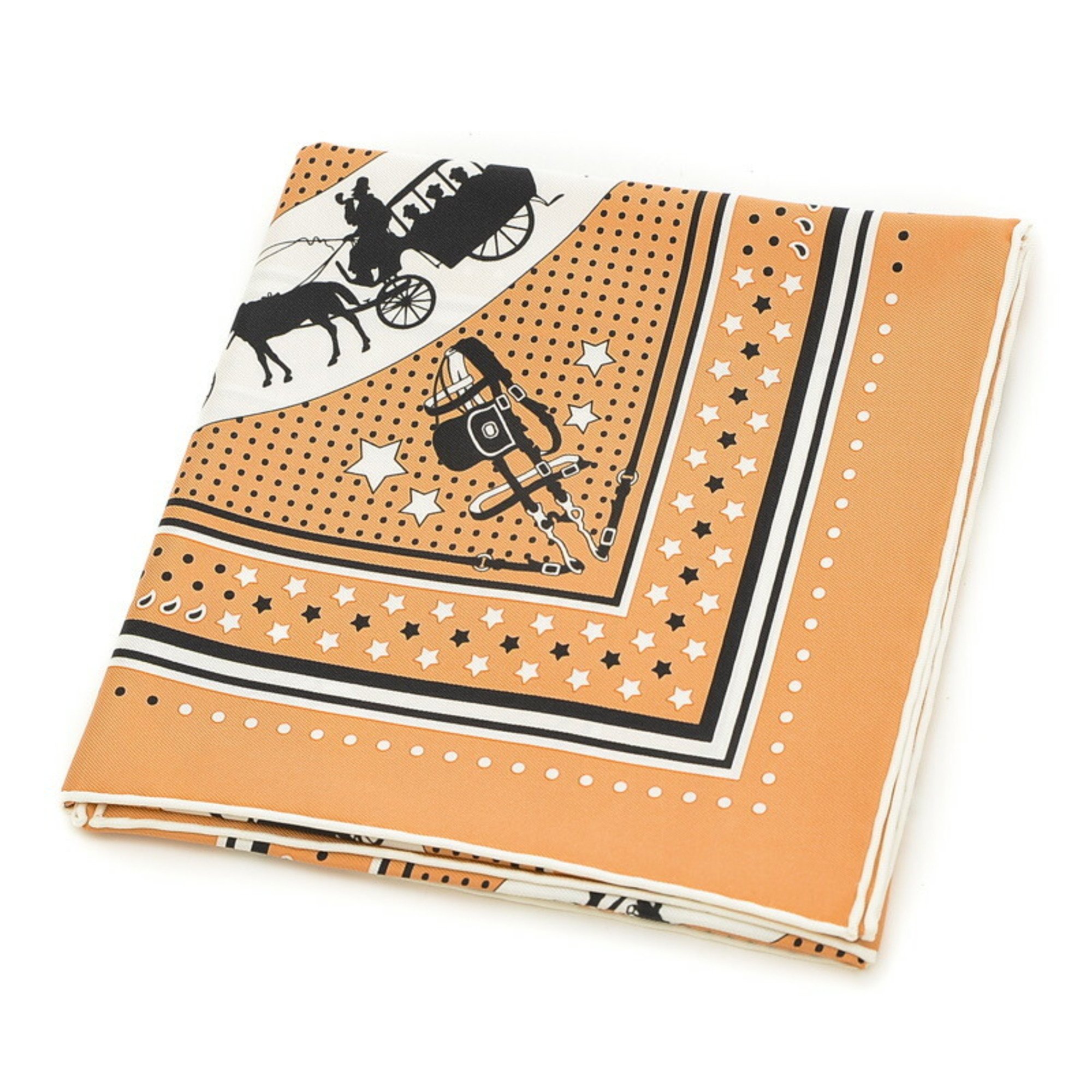 Hermes Carre 55 Scarf, Paris on Wheels, Bandana, Brushed, White, Black, Silk