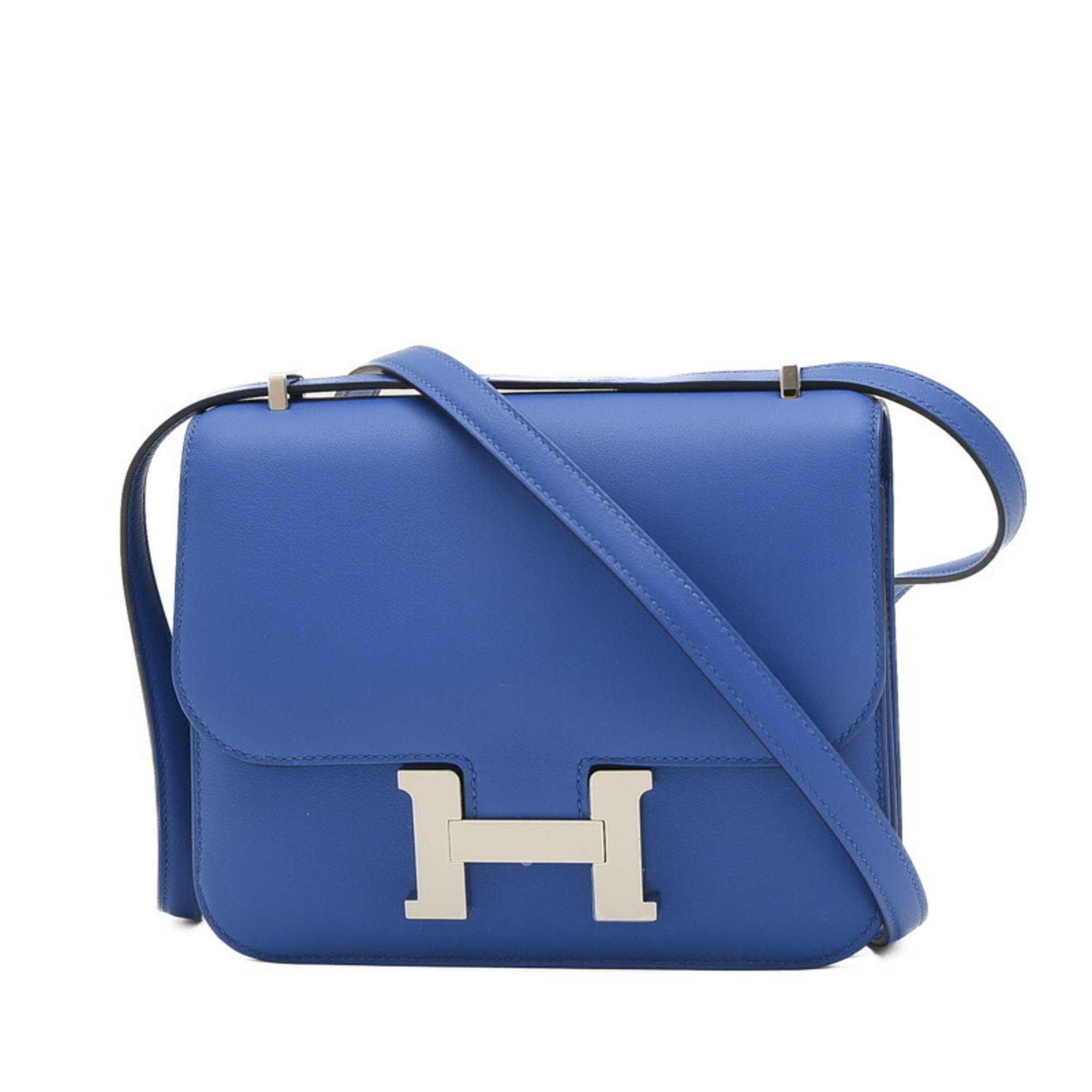 Hermes Constance 18 Miroir Shoulder Bag Swift Blue France B Stamp