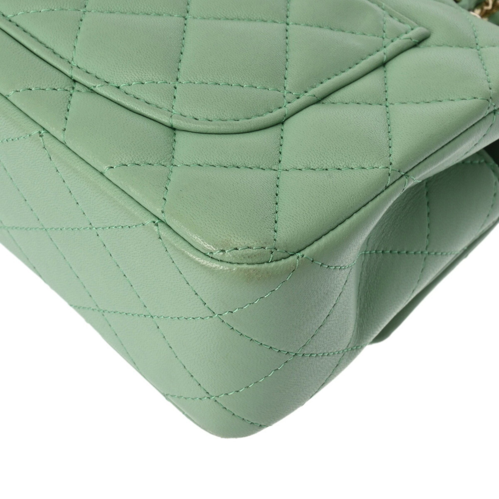 CHANEL Chanel Matelasse Flap Bag 20cm Mint Green AS2431 Women's Lambskin Shoulder