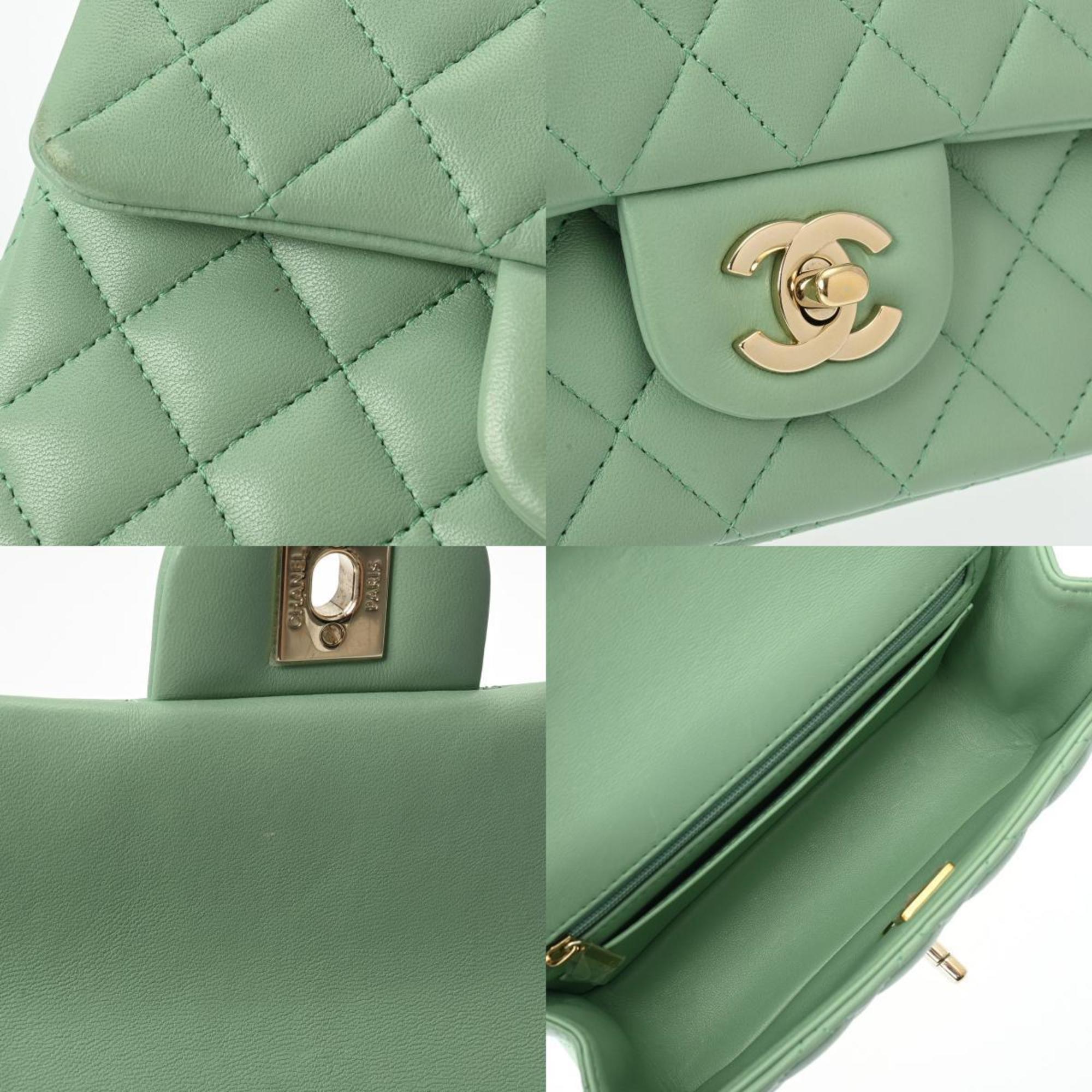 CHANEL Chanel Matelasse Flap Bag 20cm Mint Green AS2431 Women's Lambskin Shoulder