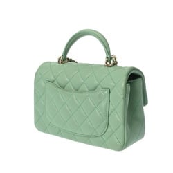 CHANEL Chanel Matelasse Flap Bag 20cm Mint Green AS2431 Women's Lambskin Shoulder