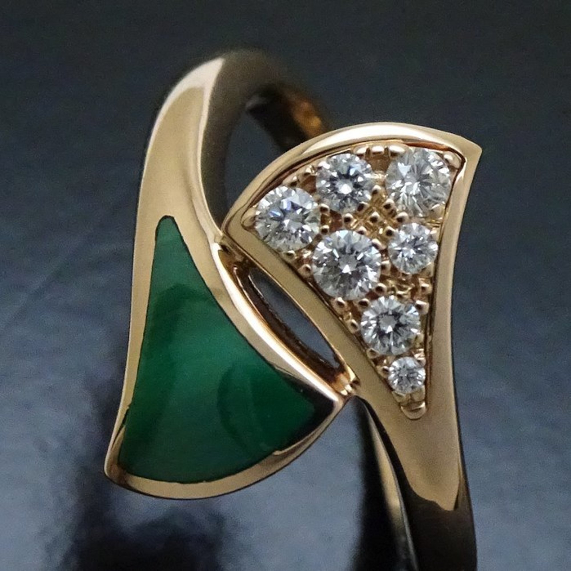 BVLGARI Diva Dream Ring Malachite Diamond #49 356451 K18PG Pink Gold 292182