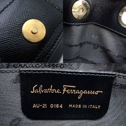 Salvatore Ferragamo Gancini Leather Handbag Black 351474