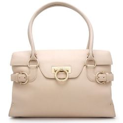 Salvatore Ferragamo Tote Bag Gancini Leather Beige 351475