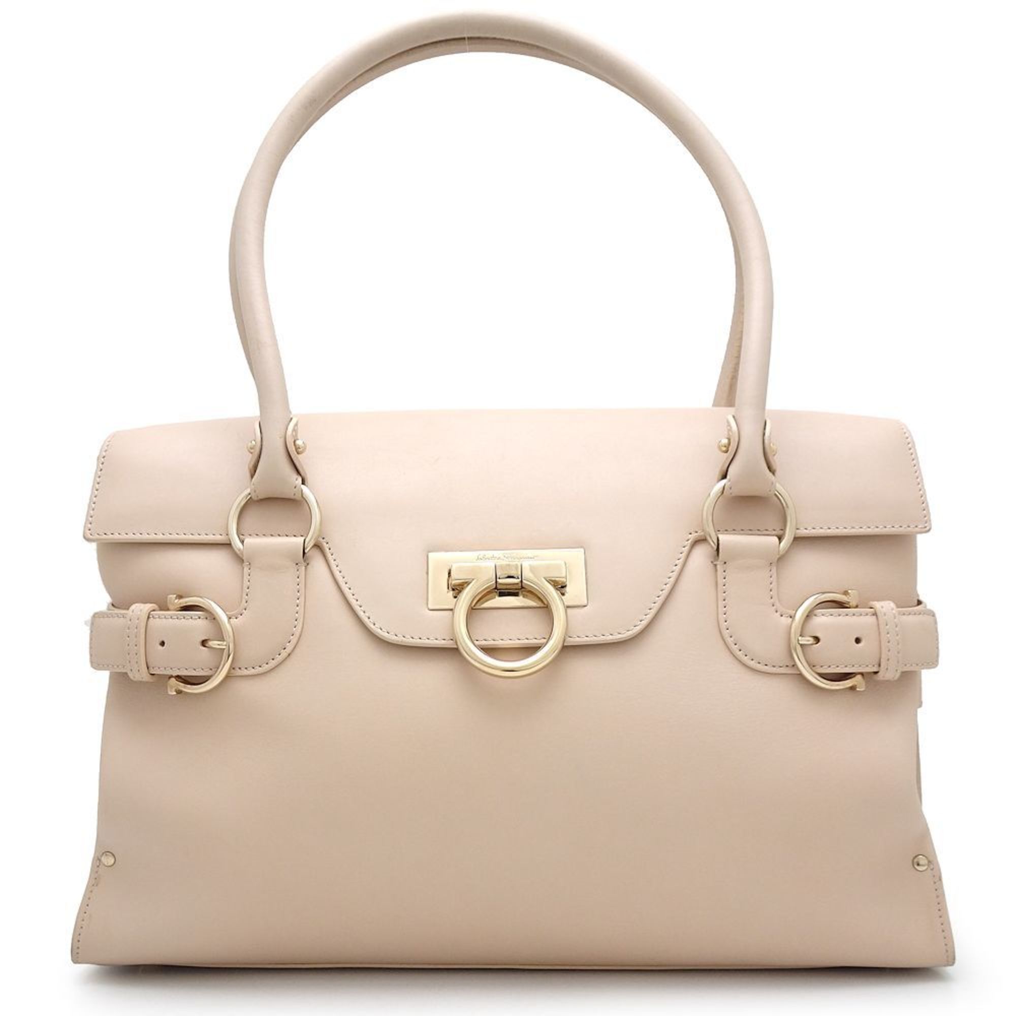 Salvatore Ferragamo Tote Bag Gancini Leather Beige 351475