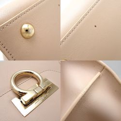 Salvatore Ferragamo Tote Bag Gancini Leather Beige 351475