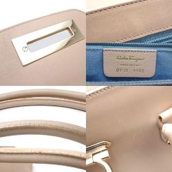 Salvatore Ferragamo Tote Bag Gancini Leather Beige 351475