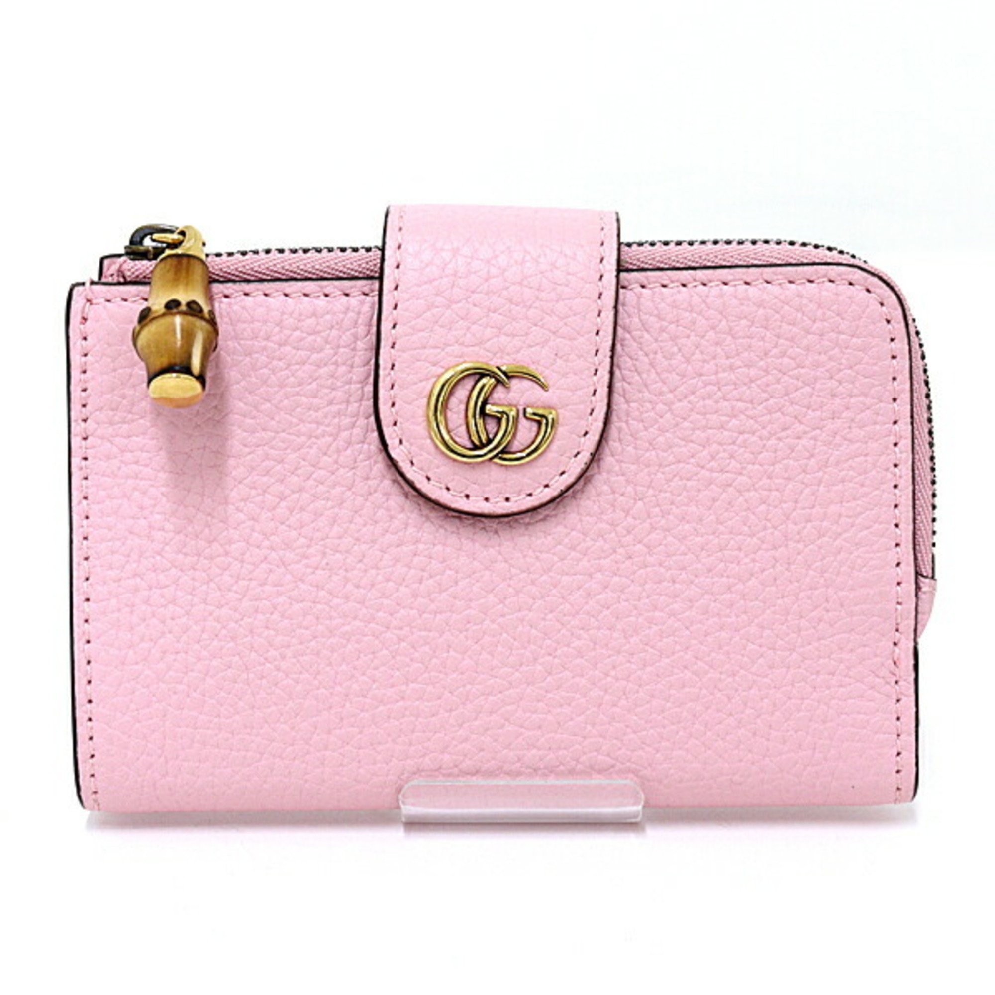 GUCCI Double G Medium Wallet with Bamboo, Bi-fold 739498 Pink