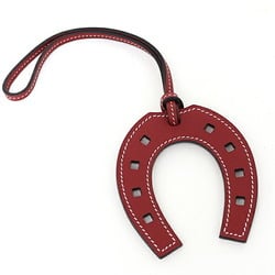 Hermes Paddock Cheval Horseshoe Bag Charm Swift Leather Rouge H