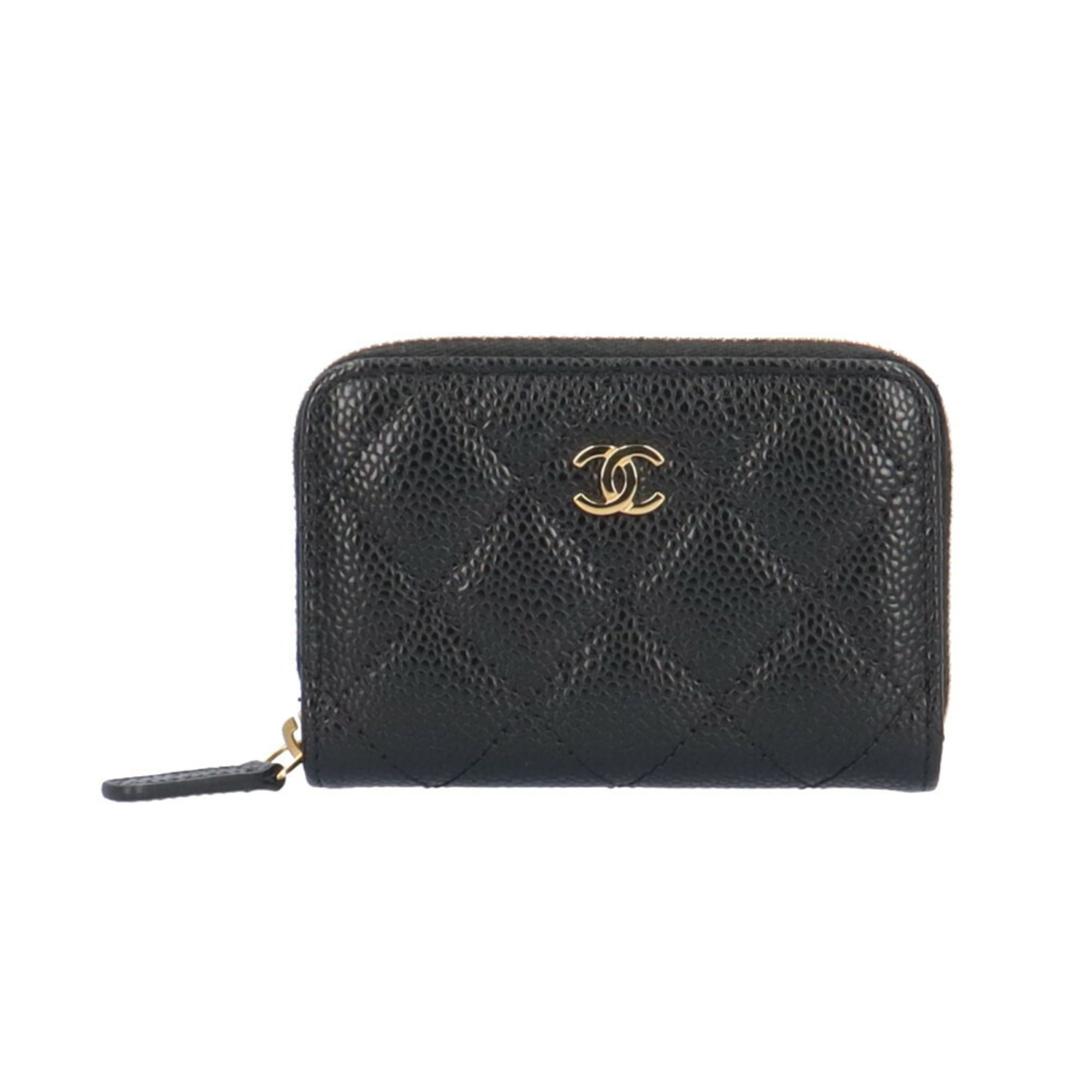 CHANEL Classic Zip Matelasse Coin Case Caviar Skin AP0216 Women's