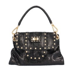 Jimmy Choo Snake Gold Studs Handbag Leather Black Women's JIMMY CHOO