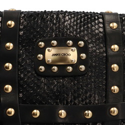 Jimmy Choo Snake Gold Studs Handbag Leather Black Women's JIMMY CHOO