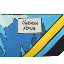 HERMES Twilly WOW Blue Azur/Jaune 063463S Women's 100% Silk Scarf Muffler