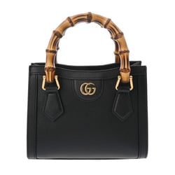 GUCCI Diana Tote Bag Black/Yellow 655661 Women's Leather Handbag