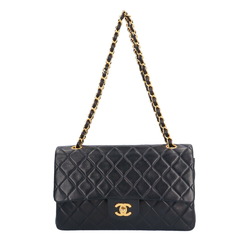 CHANEL Double Flap 25 Matelasse Shoulder Bag Chanel Lambskin Navy Women's